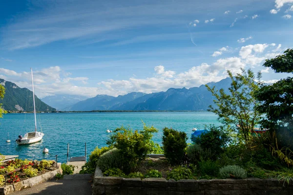 Jezioro Genewskie Niedaleko Montreux Zapierający Dech Widok — Zdjęcie stockowe