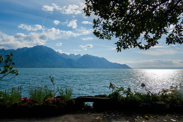 Jezioro Genewskie Niedaleko Montreux Zapierający Dech Widok — Zdjęcie stockowe