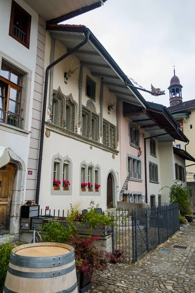 Beautiful Picturesque Town Gruyeres Switzerland Architecture Landscapes — Stockfoto