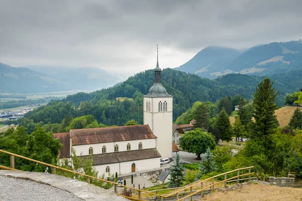 Beautiful Picturesque Town Gruyeres Switzerland Architecture Landscapes — Fotografia de Stock