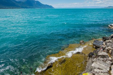 Montreux yakınlarındaki Geneva Gölü. nefes kesici manzara