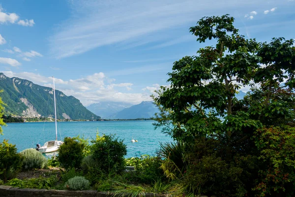 Ženevské Jezero Poblíž Montreux Dech Beroucí Pohled — Stock fotografie