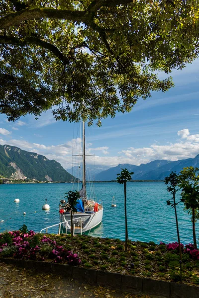 Ženevské Jezero Poblíž Montreux Dech Beroucí Pohled — Stock fotografie