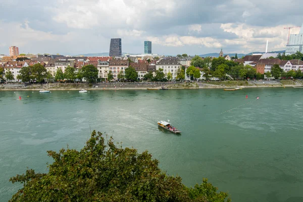 Magnífica Ciudad Suiza Basilea Arquitectura Vista Del Río Rin —  Fotos de Stock