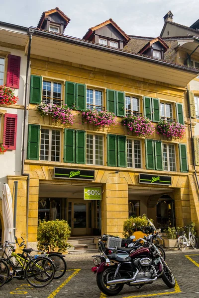 Magnífica Cidade Suíça Murten Architecture Antiga Bela Cidade — Fotografia de Stock