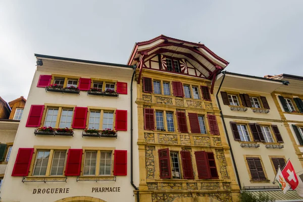 Magnifique Ville Suisse Murten Architecture Ancienne Belle Ville — Photo