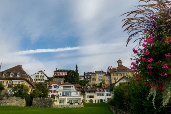 Prächtige Schweizerische Stadt Murten Architektur Alte Schöne Stadt — Stockfoto