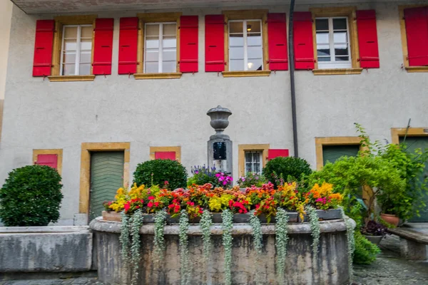 Υπέροχη Ελβετική Πόλη Της Αρχιτεκτονικής Murten Αρχαία Όμορφη Πόλη — Φωτογραφία Αρχείου