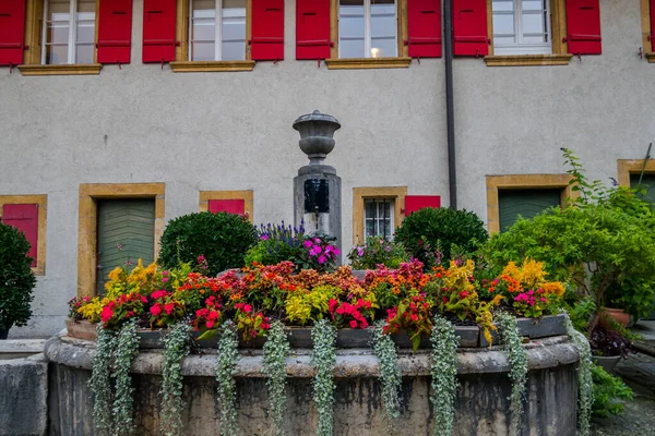 Muhteşem İsviçre kenti Murten Mimarlık. antik güzel şehir