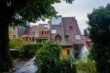 Muhteşem İsviçre kenti Thun Mimarlık. antik güzel şehir