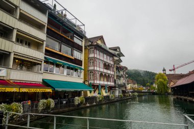 Muhteşem İsviçre kenti Thun Mimarlık. antik güzel şehir