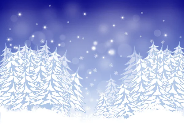 파란색 배경에 전나무 크리스마스 카드 — 스톡 사진