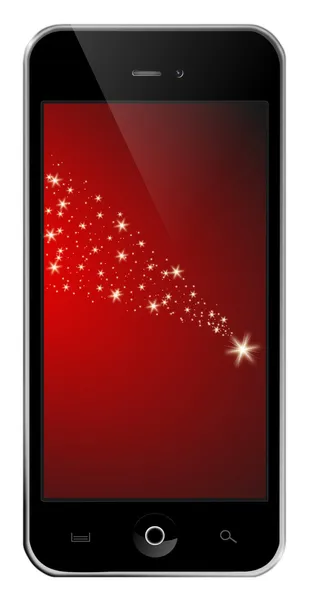 Мобильный телефон с падающей звездой — стоковое фото
