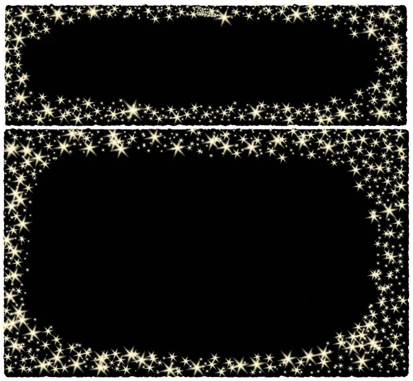 Marco de la tarjeta de Navidad sobre un fondo negro con estrellas — Foto de Stock