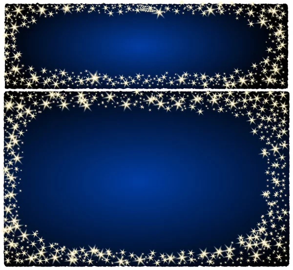 Marco de la tarjeta de Navidad sobre un fondo azul con estrellas — Foto de Stock