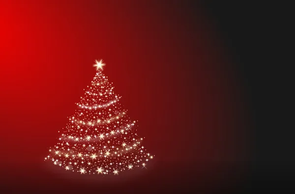 Christmas tree made of stars staying alone on a red background — Stock Photo, Image
