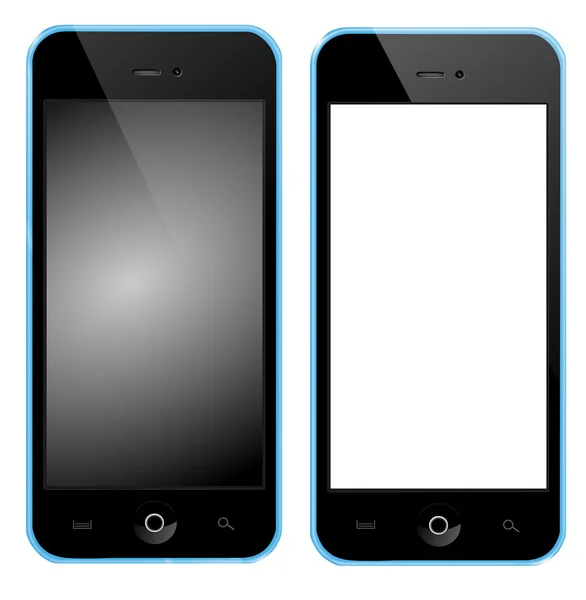 Telefone com caixa azul semelhante ao iphone — Fotografia de Stock