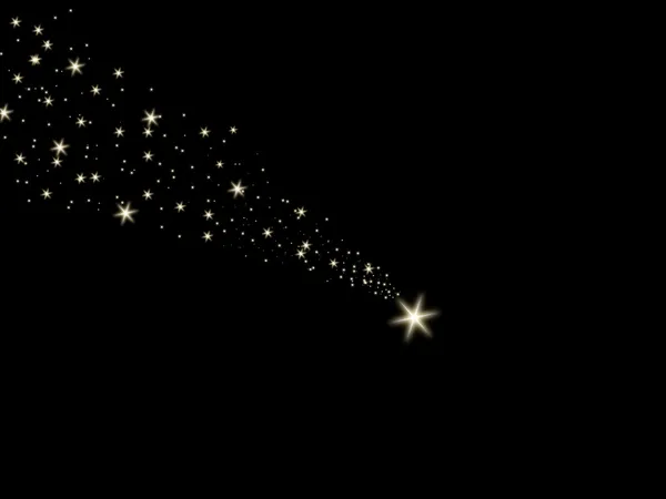 Estrela cadente sobre um fundo preto — Fotografia de Stock