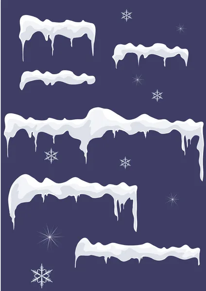 Gelo com gelo, estrelas e flocos de neve . — Vetor de Stock