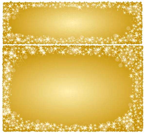 Kerstkaart frame op een gouden achtergrond met sterren — Stockfoto