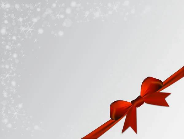 Silver Christmas background with red bow — Stock Photo, Image