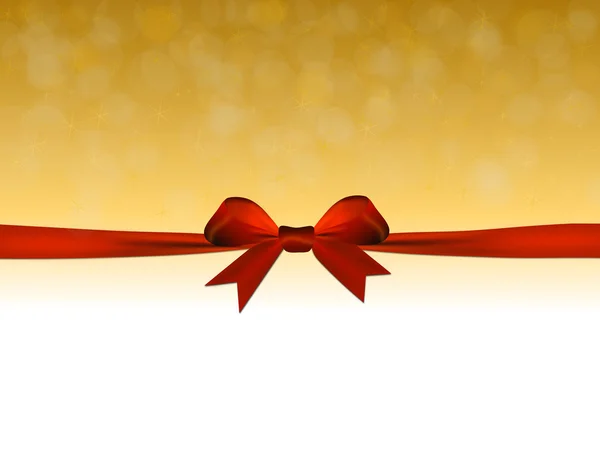 Shiny golden background with red bow — Stock Photo, Image