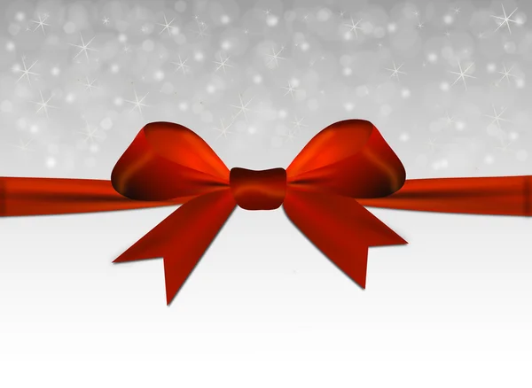 Silver Christmas background with red bow — Stock Photo, Image