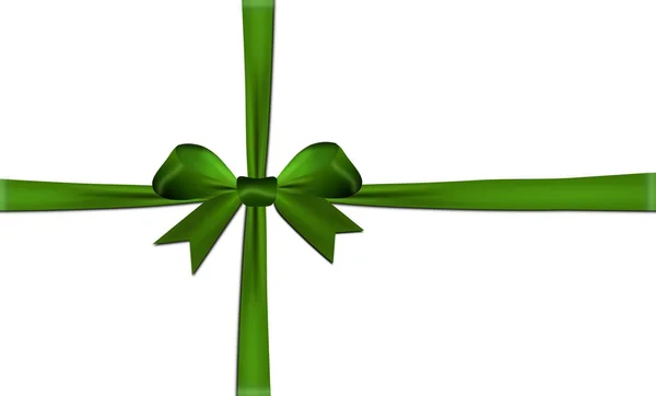 Ribbons crossed with green bow isolated — Stock Photo, Image