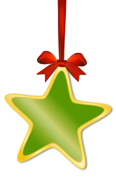 Decorative green star with red bow — Stock Photo, Image