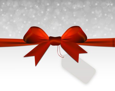 fiyat etiketi ile kırmızı yay ile gümüş Noel arka plan