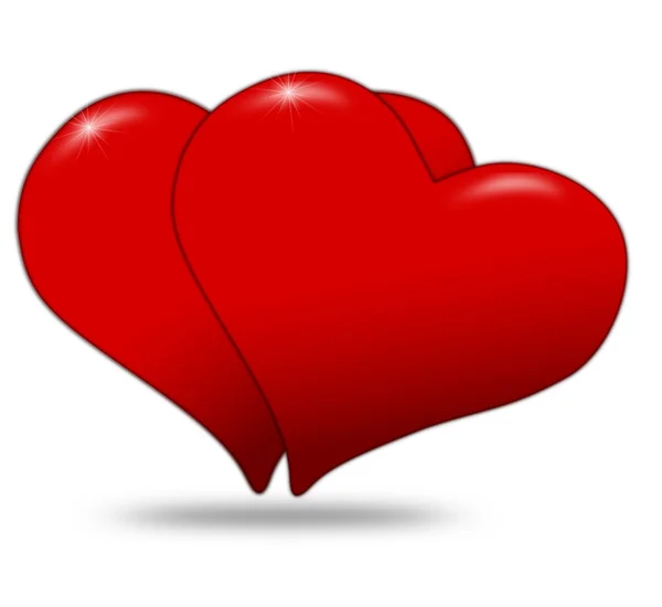 Casal de corações com sombra do Dia de um Valentim isolado — Fotografia de Stock