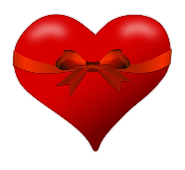 Heart for a Valentine's Day with red bow — Stock Photo, Image