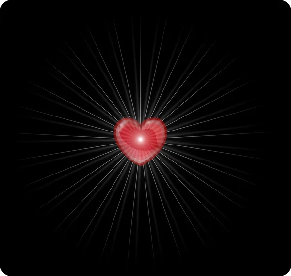 Heart giving love with with rays of light — Stock Photo, Image