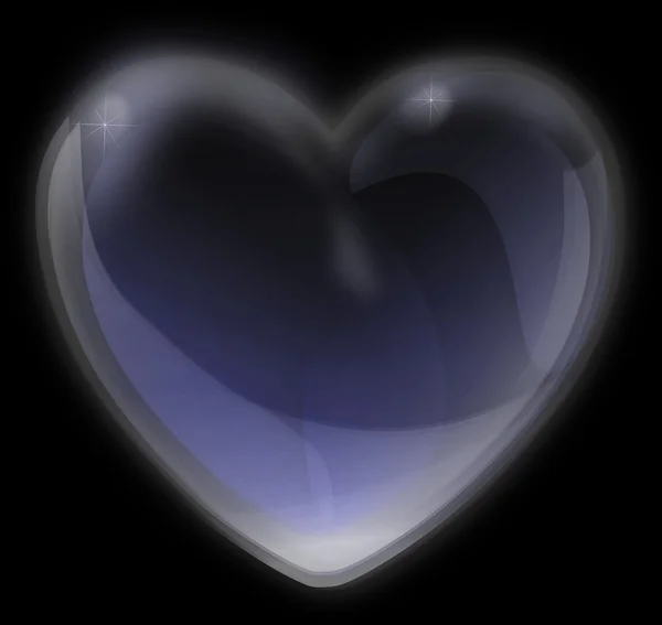 Iced heart on a black background — Stock Photo, Image