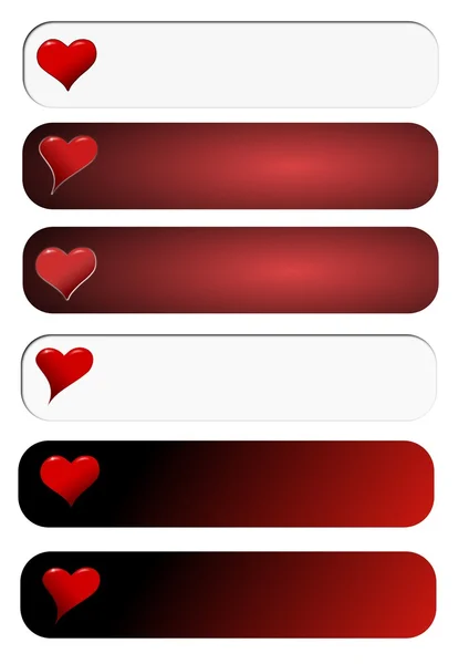 Баннеры с сердцем на красном фоне — стоковое фото