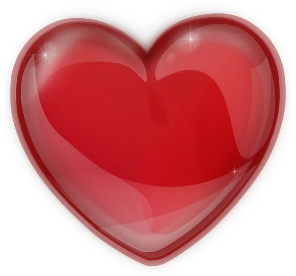 Red heart made of glass icon for a Valentine 's Day — стоковое фото