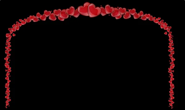 Marco de corazones rojos, fondo de San Valentín con corazones — Foto de Stock