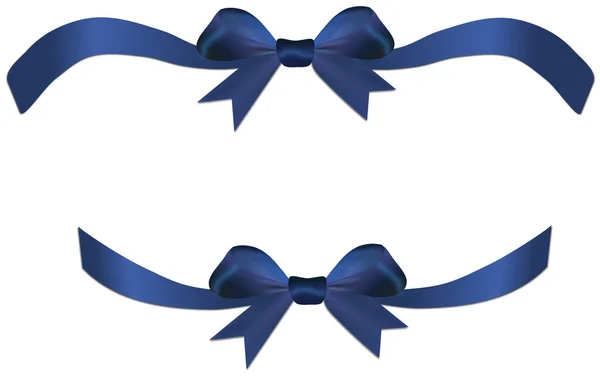 Arco azul com fita no presente ou coração isolado — Fotografia de Stock