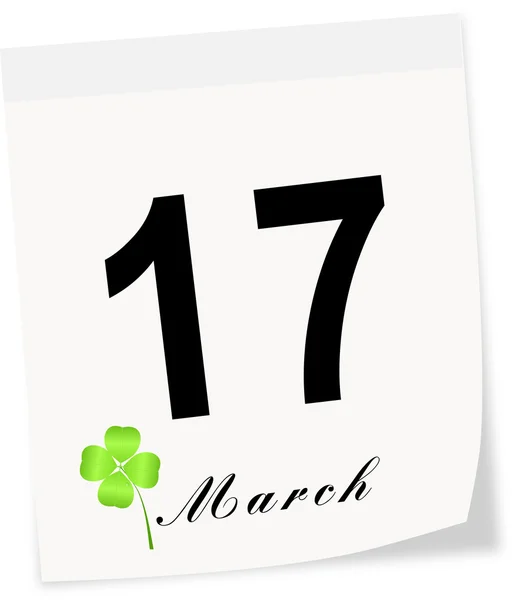 St.Patrick's Day on March 17 th. Calendar page. — Stock Photo, Image