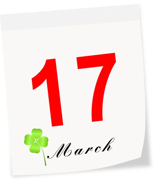 Il giorno di San Patrizio il 17 marzo. Pagina del calendario . — Foto Stock