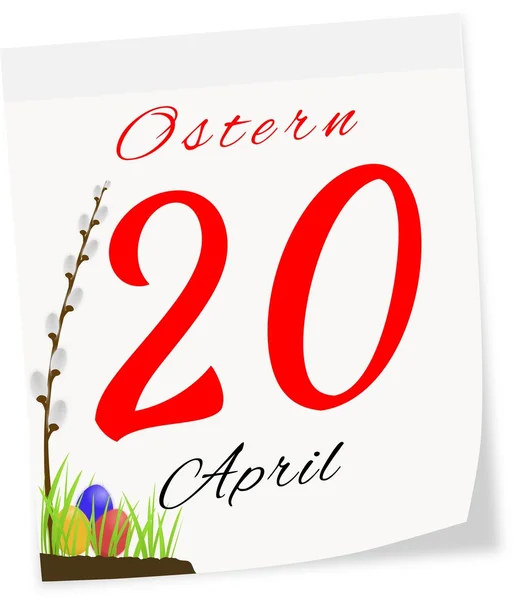 Página del calendario con fecha de Pascua-20.04.2014 en alemán — Foto de Stock