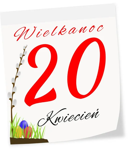 Página de calendário com data de Páscoa em polonês — Fotografia de Stock