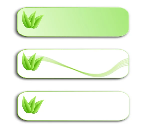 Zestaw zielony menu z liści jako element projektu strony z przestrzeni tekstu — Zdjęcie stockowe