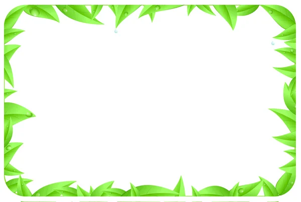 Grüner Rand aus Blättern als Gestaltungselement einer Seite mit Leerzeichen — Stockfoto