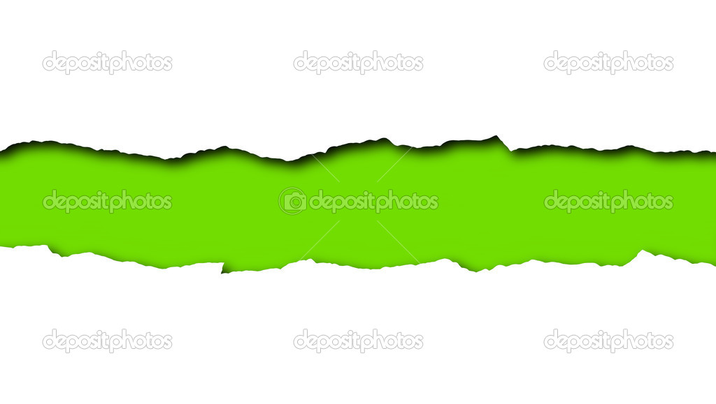 Torn paper with green space for text isolated