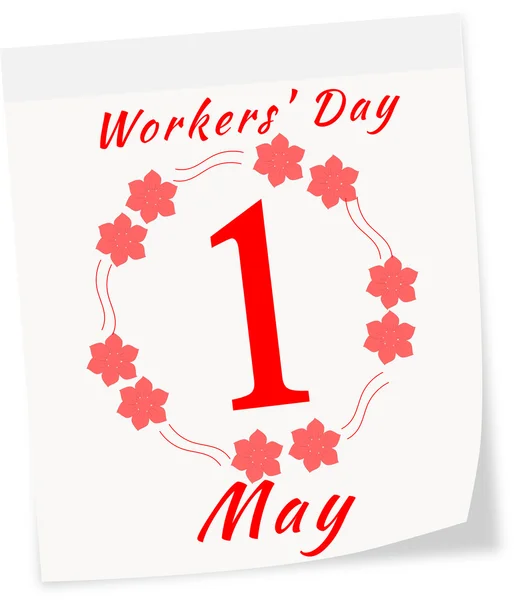 分離された 5 月 1 日国際労働者の日のカレンダー ページ — ストック写真