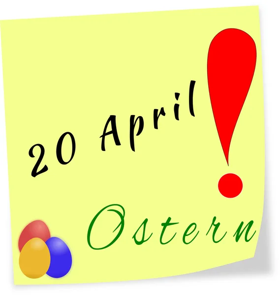 Stick note as reminder with date of Easter in German — Stock Photo, Image