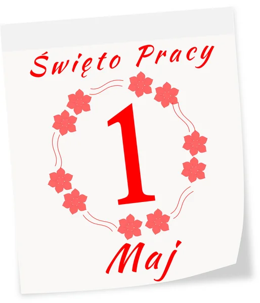 Calendario del Día Internacional de los Trabajadores el 1 de mayo aislado en polaco — Foto de Stock