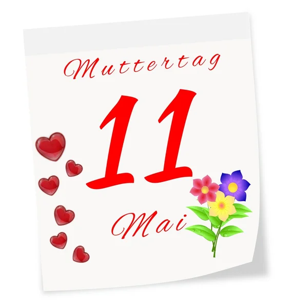 Международный день матери 11 мая. Страница календаря на немецком языке — стоковое фото