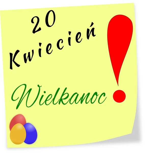 Sticka anmärkning som påminnelse med datum för påsken på polska — Stockfoto